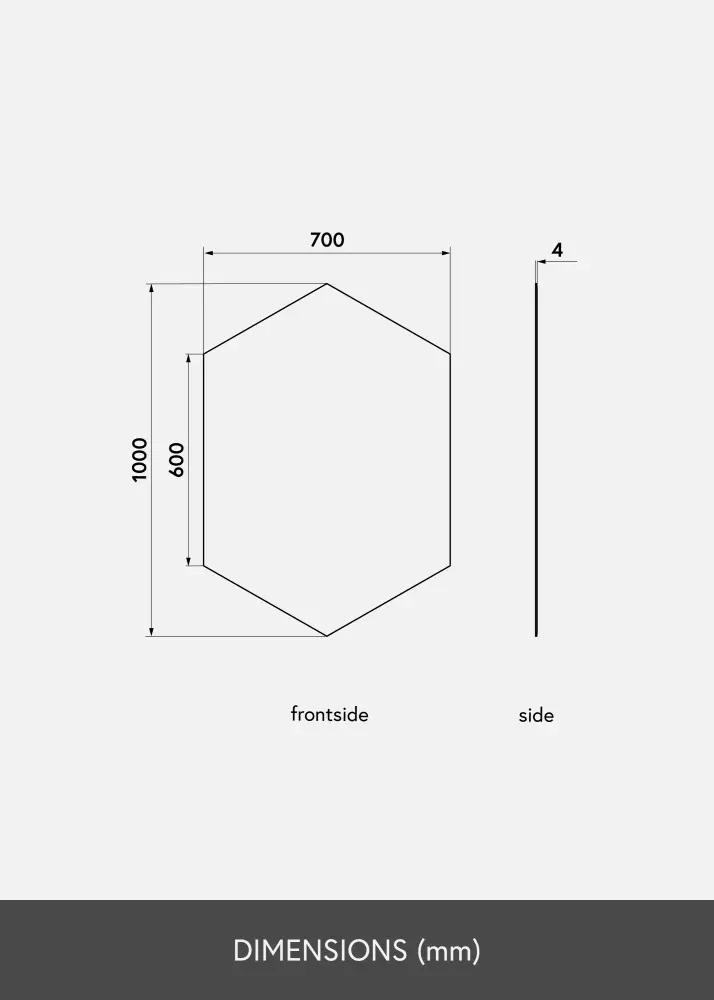 KAILA Spegel Tall Hexagon 70x100 cm