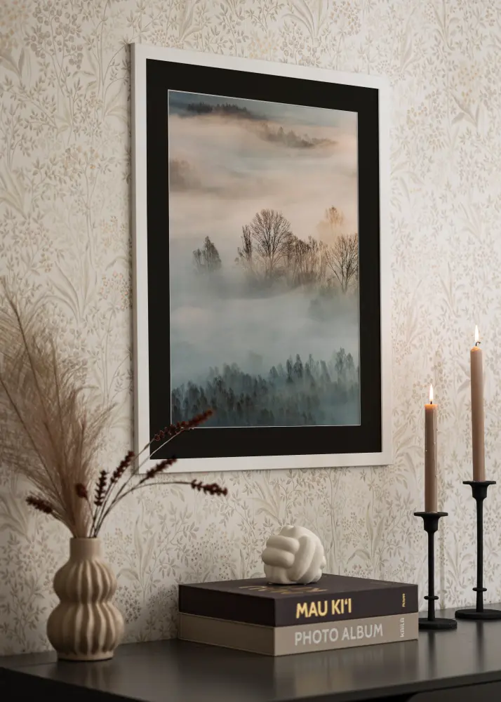 Ram Trendline Vit 55x70 cm - Passepartout Svart 43,2x61 cm (A2+)