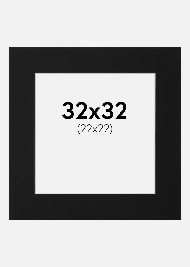 Passepartout Svart Standard (Vit Kärna) 32x32 cm (22x22)