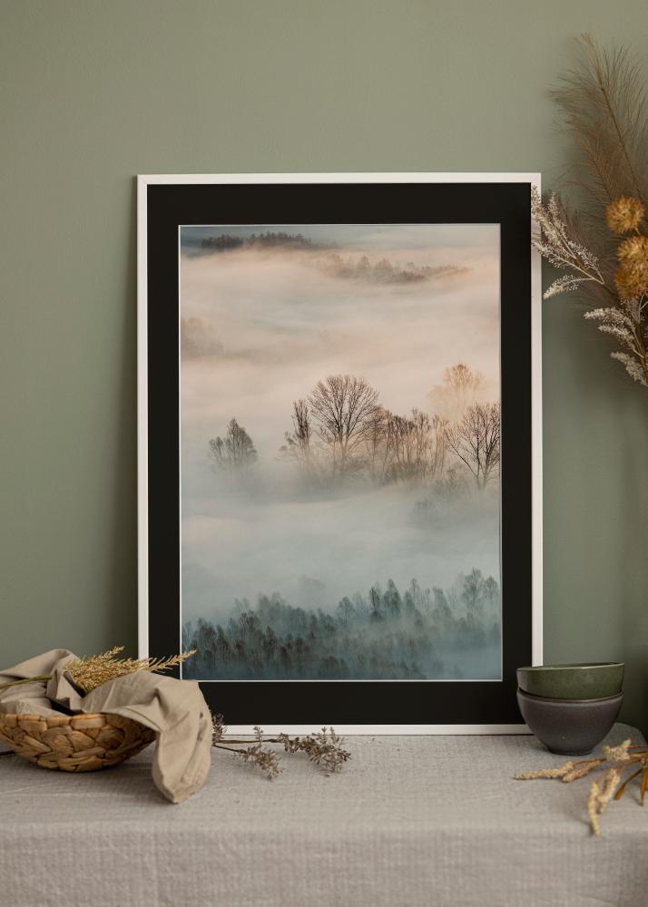 Ram Kaspar Vit 40x60 cm - Passepartout Svart 30x50 cm