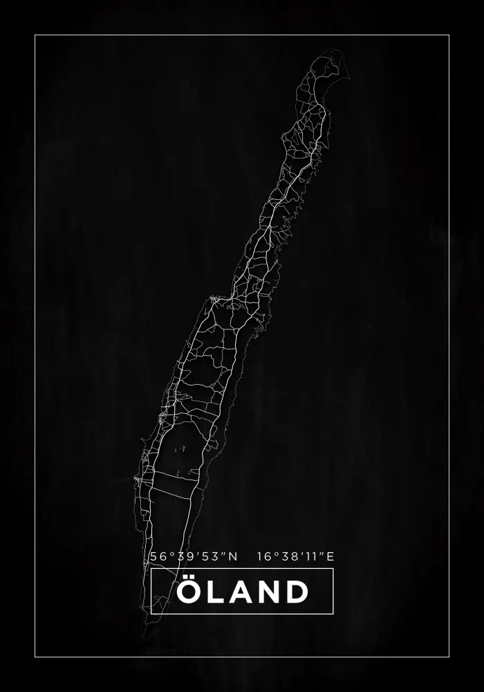 Karta - Öland - Svart Poster