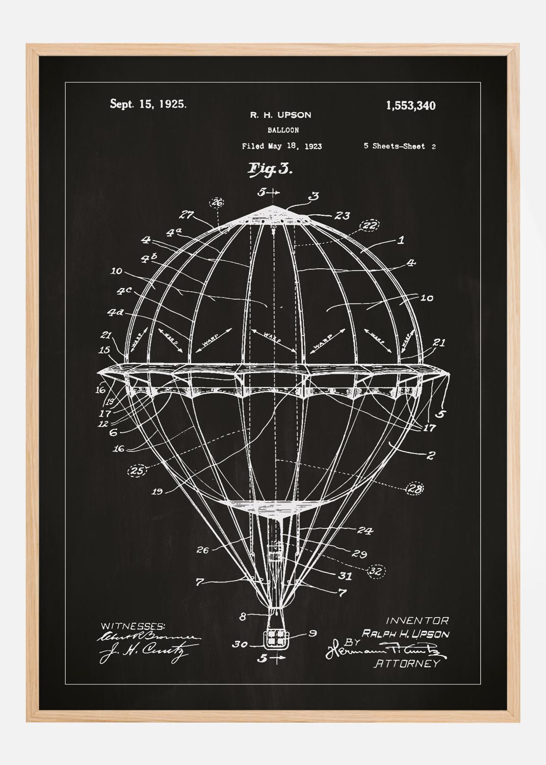 Product Image for Patentritning - Luftballong - Svart Poster (70x100 cm)
