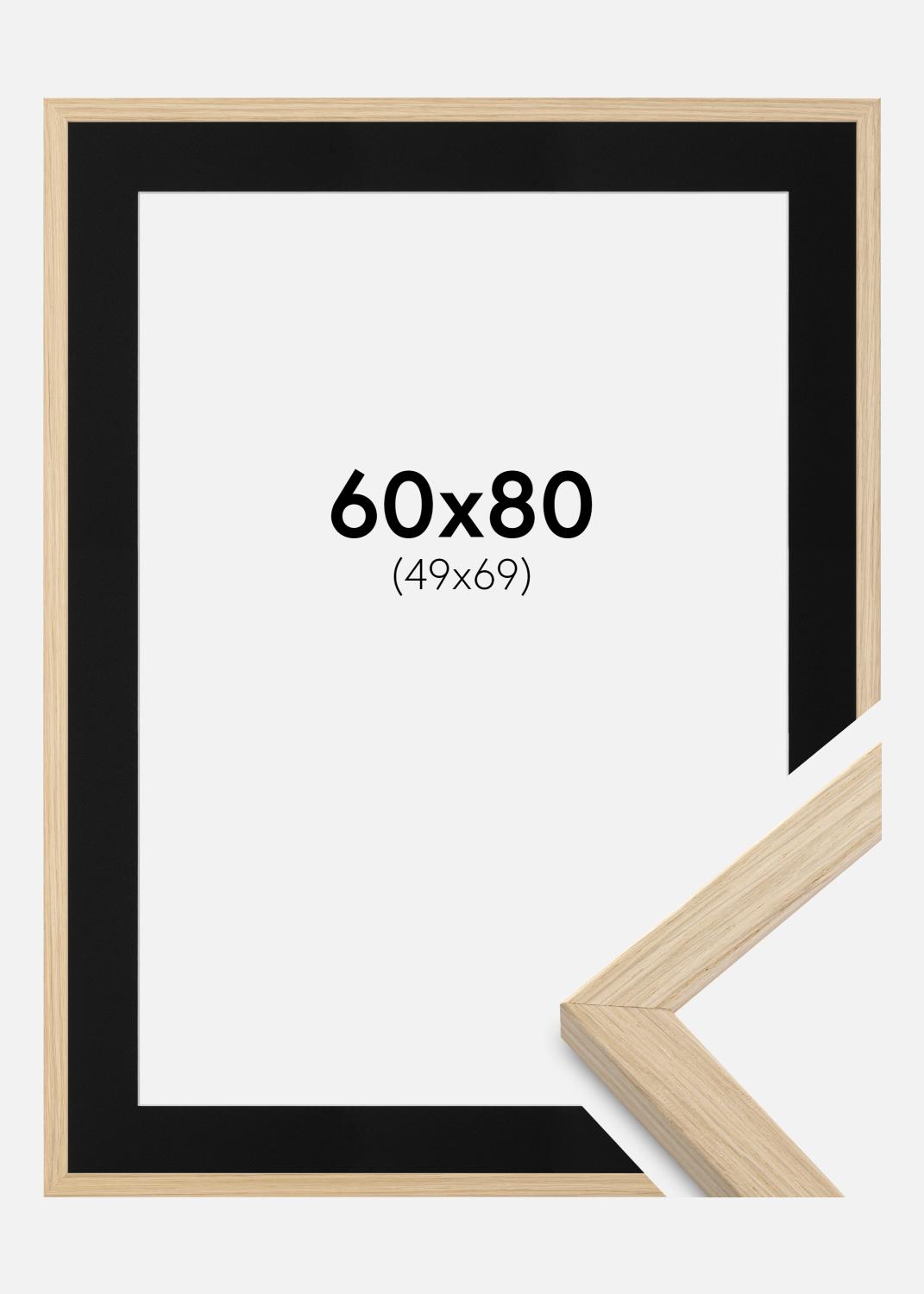 Ram Grimsåker Ek 60x80 cm - Passepartout Svart 50x70 cm