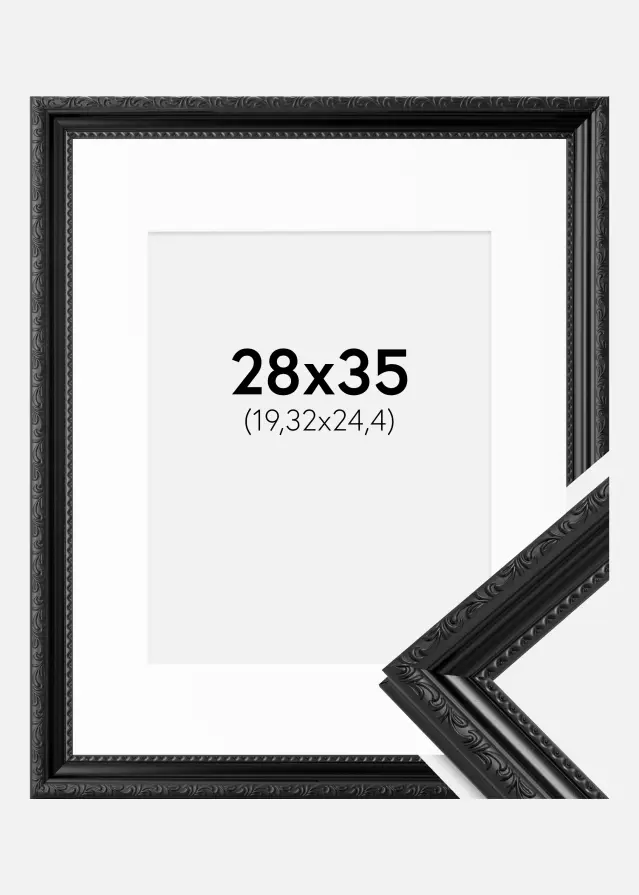 Ram Abisko Svart 28x35 cm - Passepartout Vit 8x10 inches