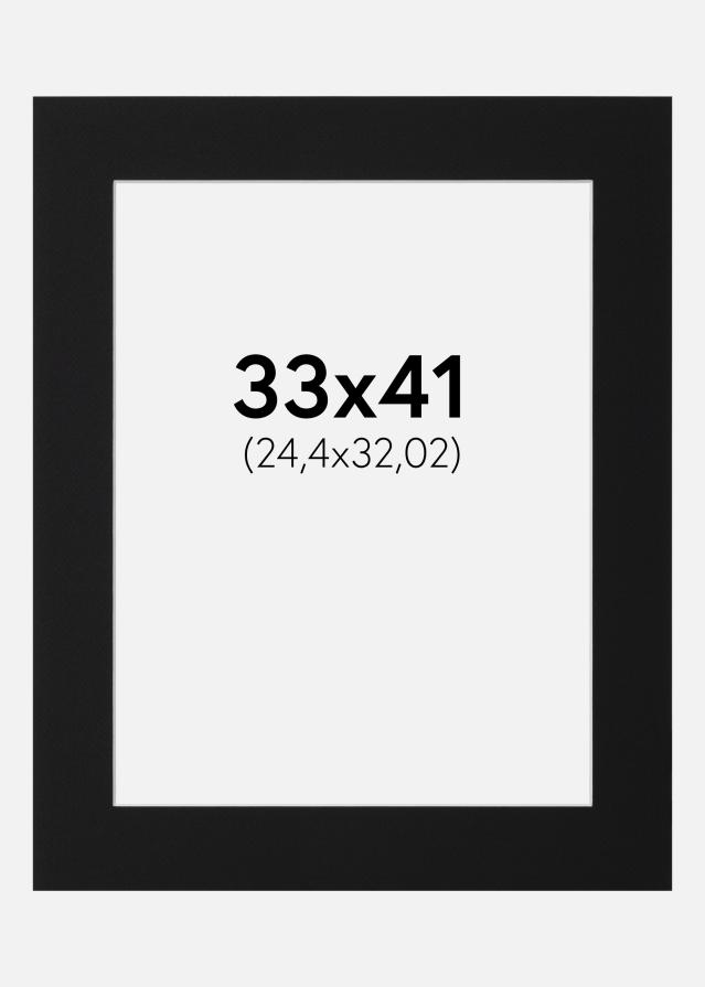 Passepartout Svart Standard (Vit Kärna) 33x41 cm (24,4x32,02)