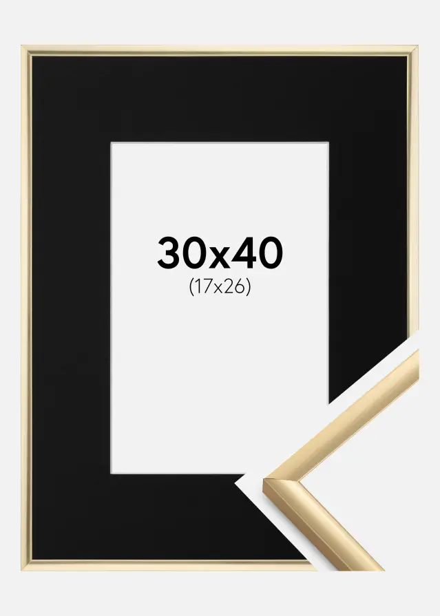 Ram New Lifestyle Guld 30x40 cm - Passepartout Svart 18x27 cm