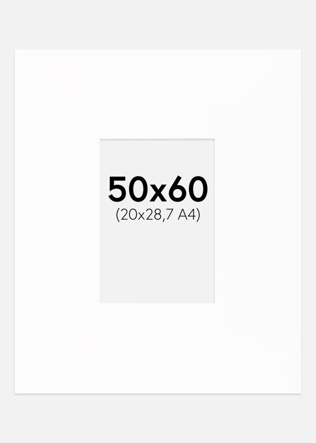Passepartout XXL Standard Vit (Vit Kärna) 50x60 cm (20x28,7 - A4)
