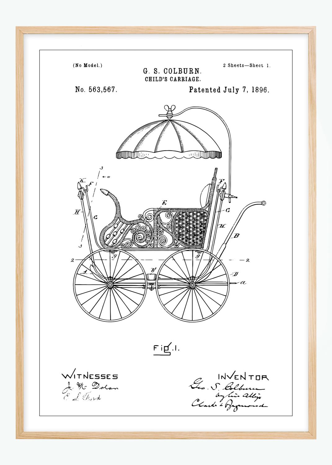 Product Image for Patentritning - Barnvagn I Poster (30x40 cm)