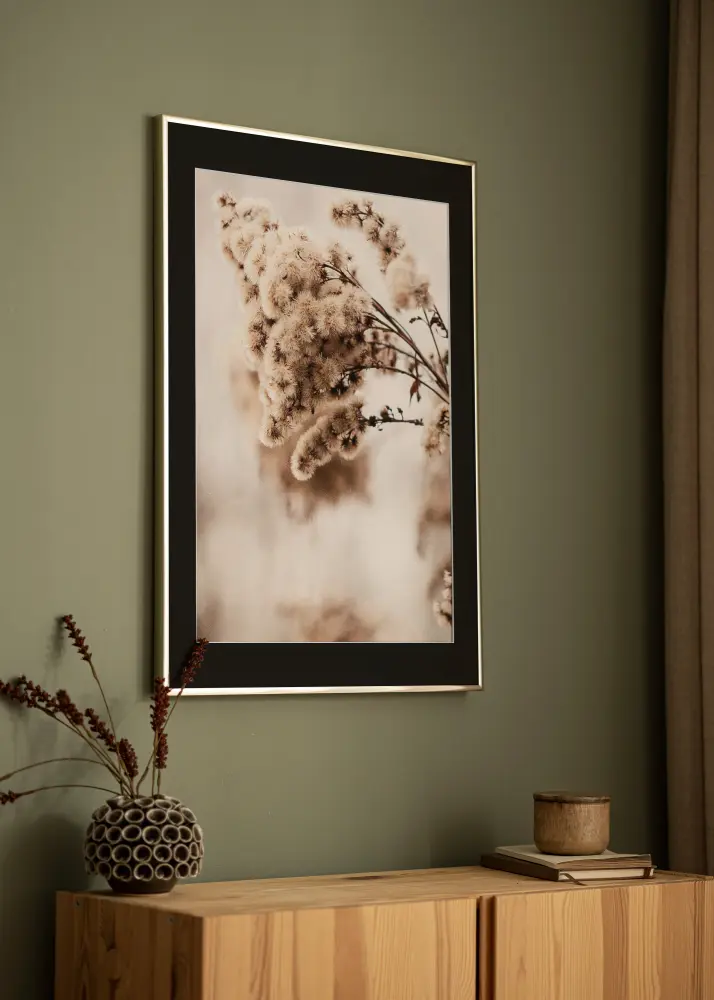 Ram Aluminium Blank Guld 30x40 cm - Passepartout Svart 21x30 cm