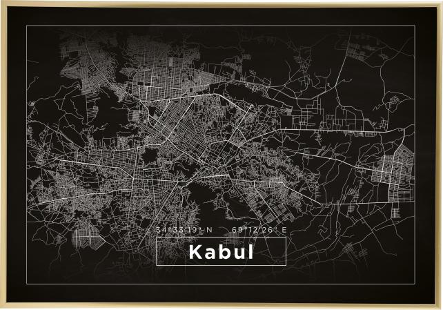 Karta - Kabul - Svart Poster