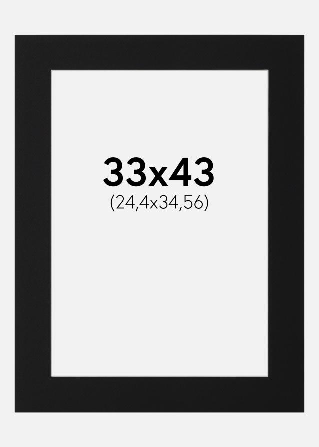 Passepartout Svart Standard (Vit Kärna) 33x43 cm (24,4x34,56)