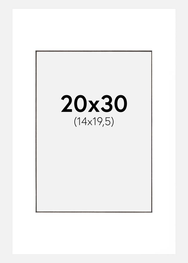 Passepartout Vit (Svart kärna) 20x30 cm (14x19,5 cm)