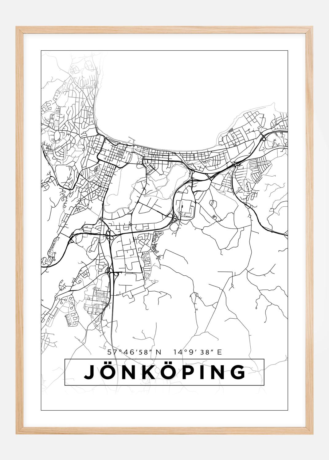 Karta - Jönköping - Vit Poster (40x50 cm)