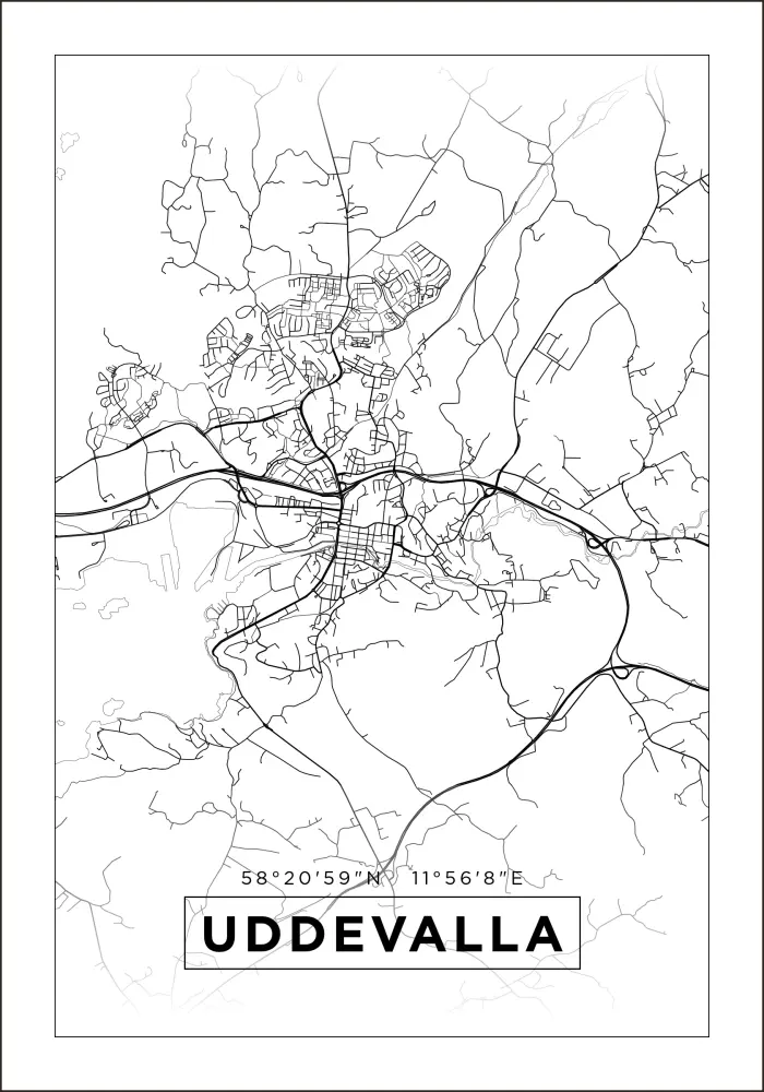 Karta - Uddevalla - Vit Poster