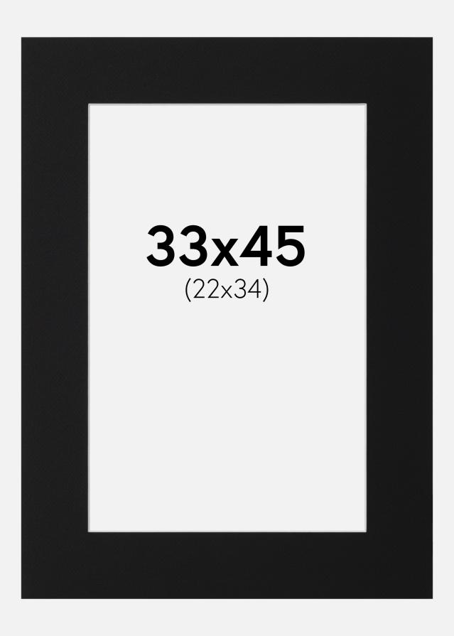 Passepartout Svart Standard (Vit Kärna) 33x45 cm (22x34)