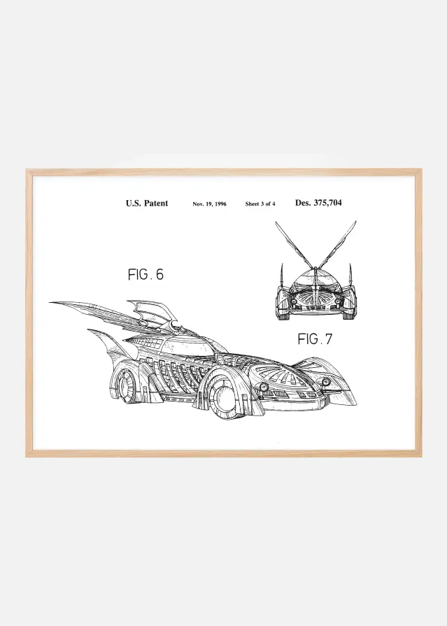 Patentritning - Batman - Batmobile 1996 III Poster
