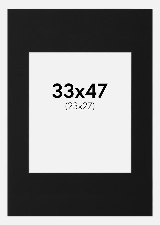 Passepartout Svart Standard (Vit Kärna) 33x47 cm (23x27)