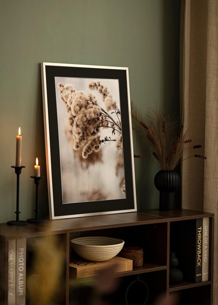 Ram E-Line Vit 70x100 cm - Passepartout Svart 59,4x84 cm (A1)