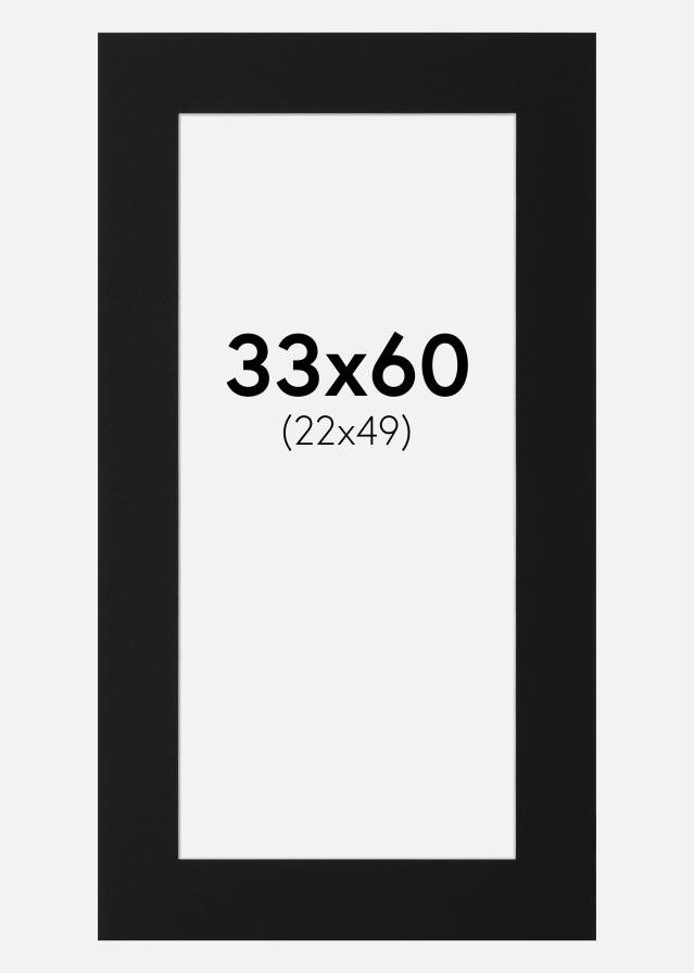 Passepartout Svart Standard (Vit Kärna) 33x60 cm (22x49)