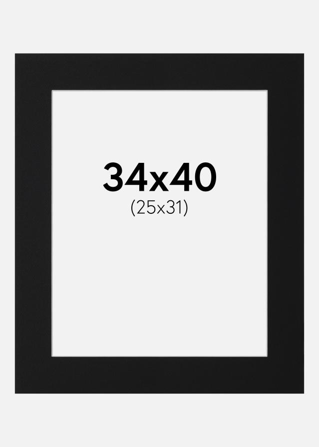 Passepartout Svart Standard (Vit Kärna) 34x40 cm (25x31)