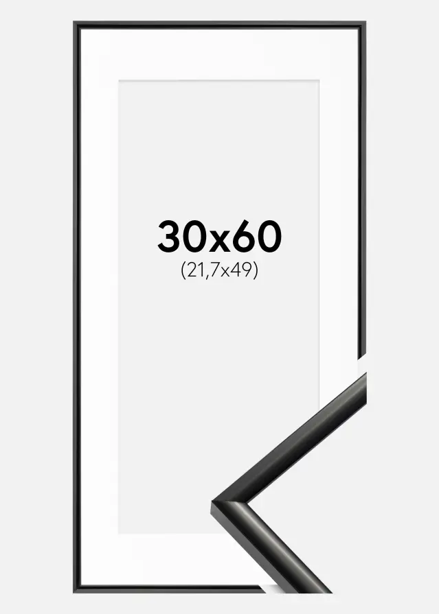 Ram New Lifestyle Svart 30x60 cm - Passepartout Vit 22,7x50 cm