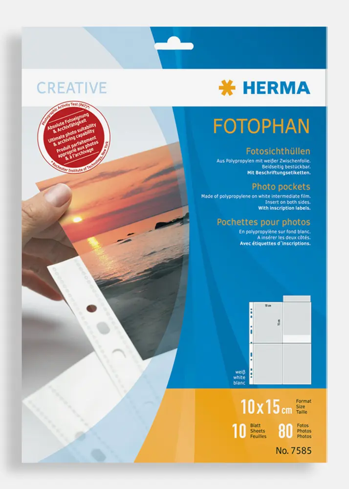 Herma fotofickor 10x15 cm stående - 10-pack vita
