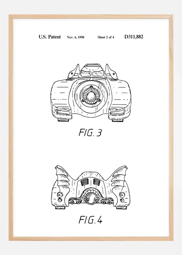 Patentritning - Batman - Batmobile 1990 II Poster