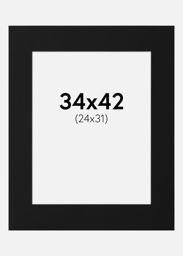 Passepartout Svart Standard (Vit Kärna) 34x42 cm (24x31)