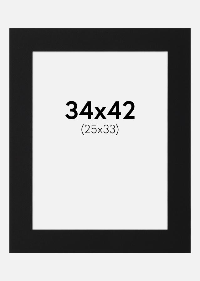 Passepartout Svart Standard (Vit Kärna) 34x42 cm (25x33)
