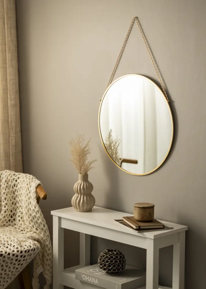 Rund Spegel Modern Guld 50 cm Ø