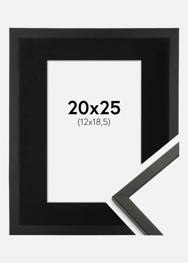 Ram Galant Svart 20x25 cm - Passepartout Svart 13x19,5 cm