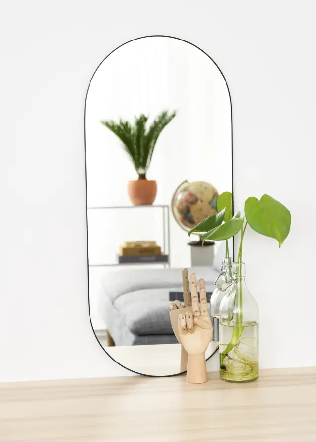 Oval Mirror Jersey- Thin Black 35x80 cm