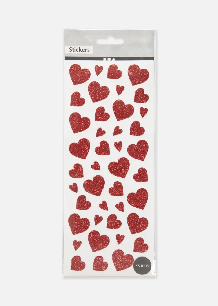 Glitterstickers Röda hjärtan 2-pack