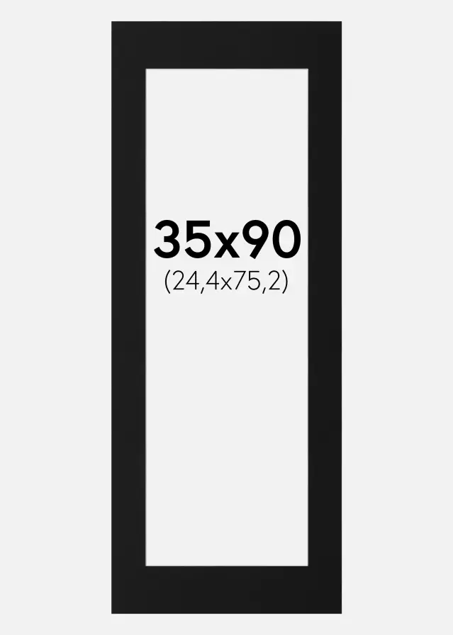 Passepartout Svart Standard (Vit Kärna) 35x90 cm (24,4x75,2)