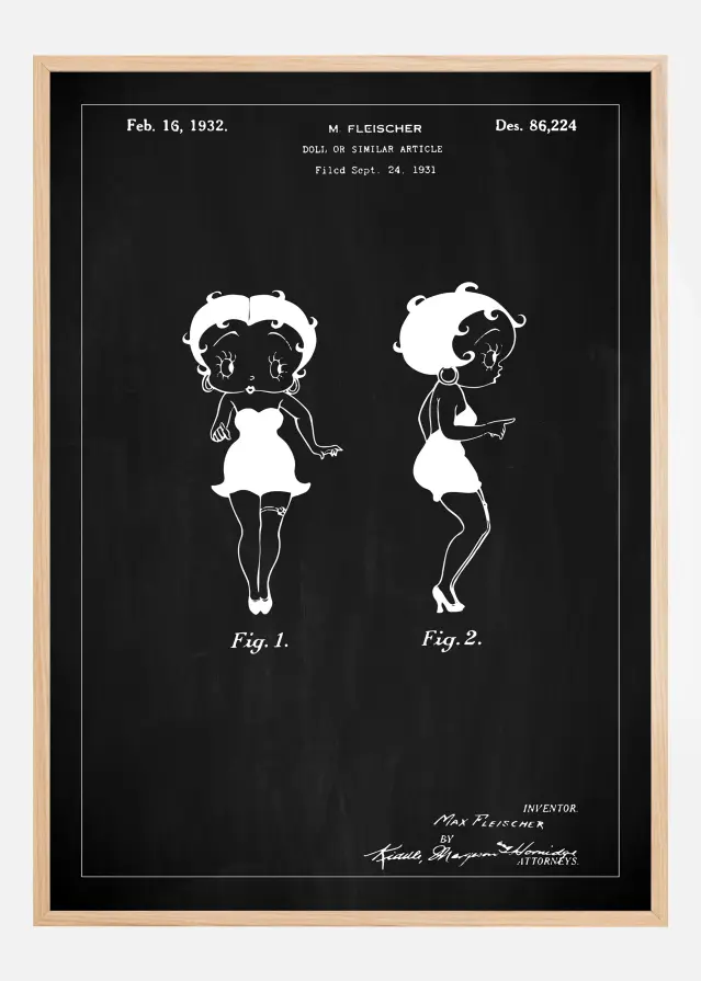 Patentritning - Betty Boop - Svart Poster