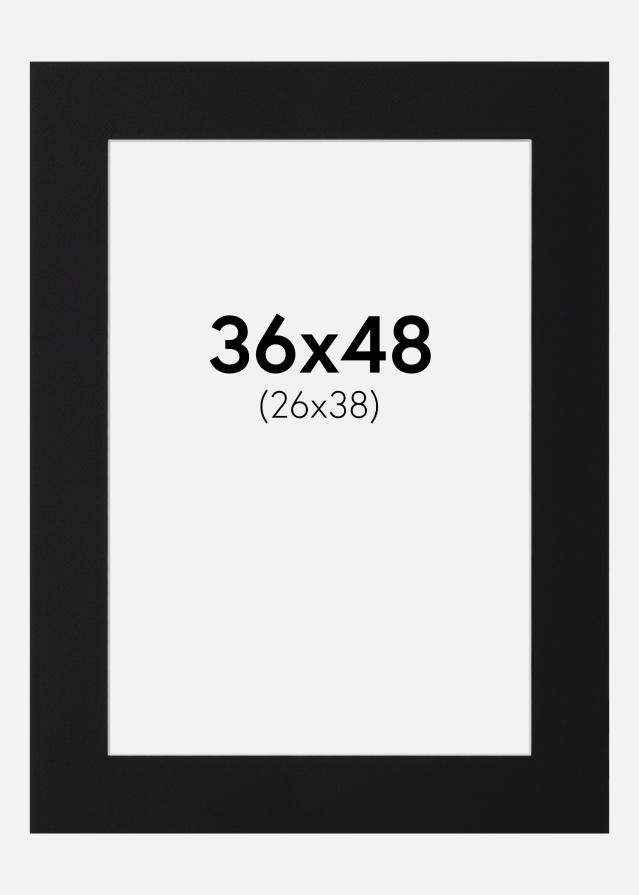 Passepartout Svart Standard (Vit Kärna) 36x48 cm (26x38)