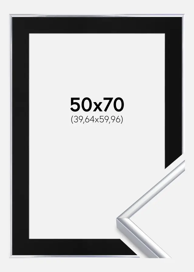 Ram Aluminium Blank Silver 50x70 cm - Passepartout Svart 16x24 inches