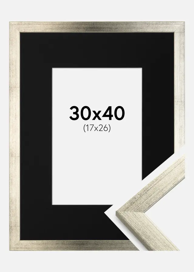 Ram Stilren Silver 30x40 cm - Passepartout Svart 18x27 cm
