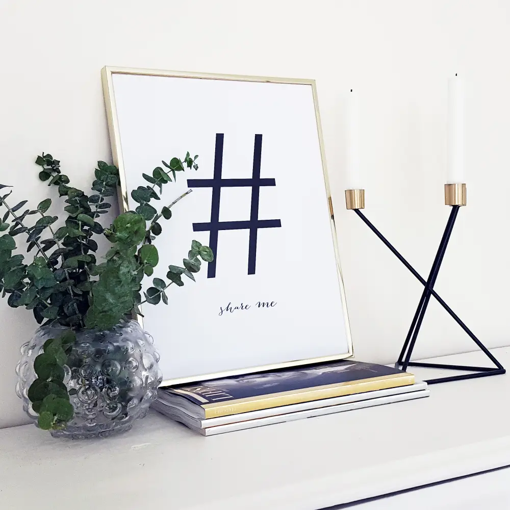 Share me - Vit med svart tryck Poster