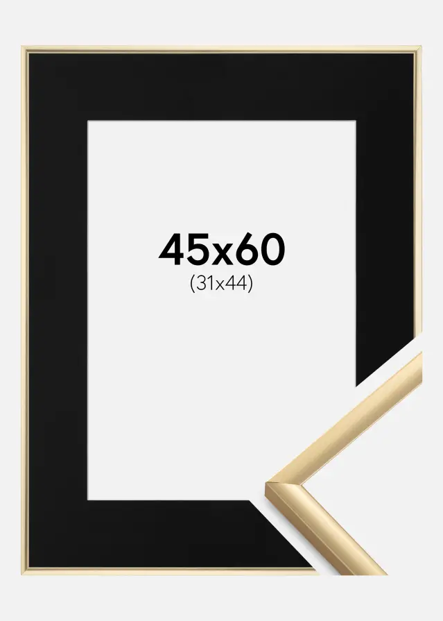 Ram New Lifestyle Guld 45x60 cm - Passepartout Svart 32x45 cm