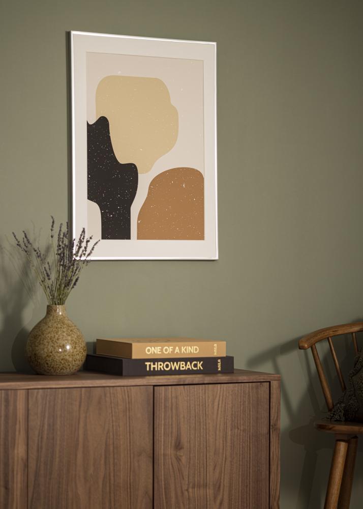 Ram Poster Frame Aluminum Silver 70x100 cm - Passepartout Vit 60x90 cm