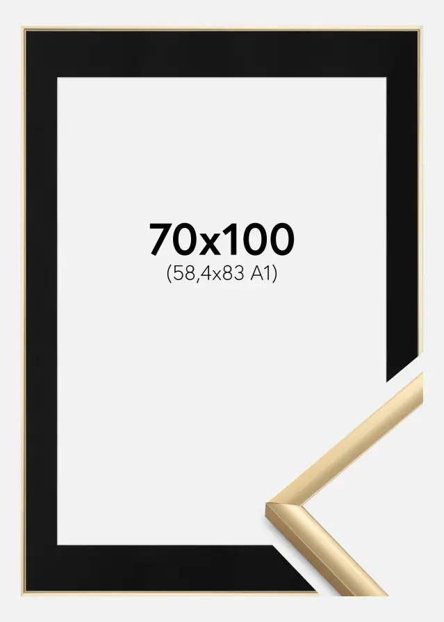 Ram New Lifestyle Guld 70x100 cm - Passepartout Svart 59,4x84 cm (A1)