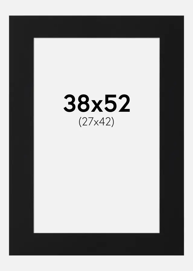 Passepartout Svart Standard (Vit Kärna) 38x52 cm (27x42)