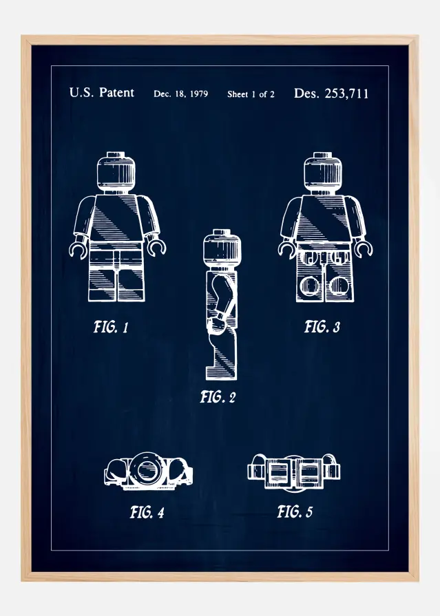 Patentritning - Lego I - Blå Poster