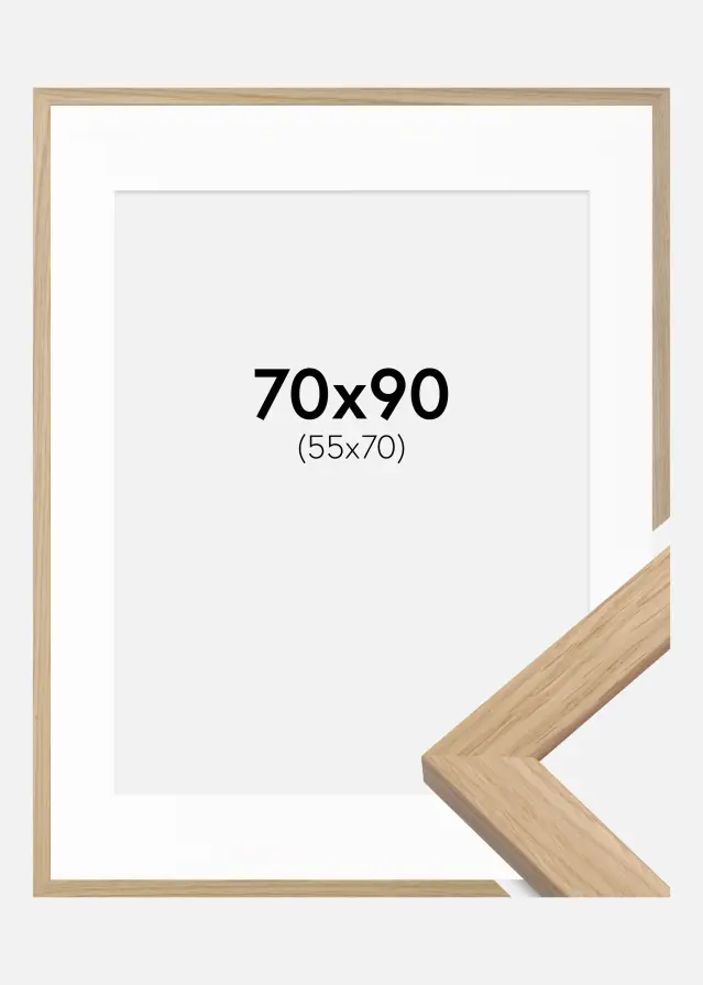 Ram Oak Wood 70x90 cm - Passepartout Vit 56x71 cm
