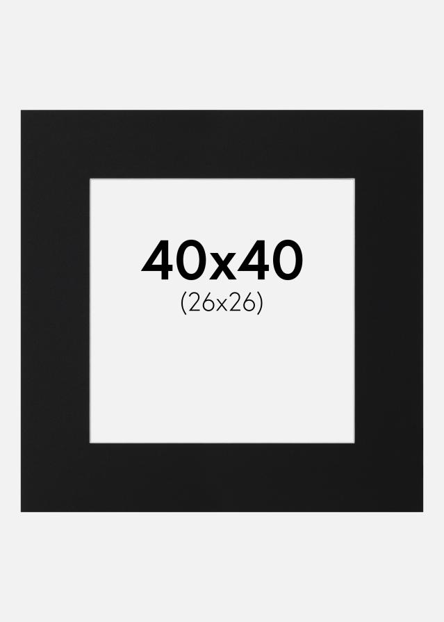 Passepartout Svart Standard (Vit Kärna) 40x40 cm (26x26)