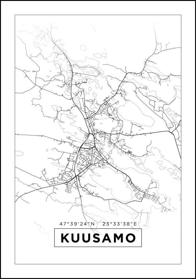 Karta - Kuusamo - Vit Poster