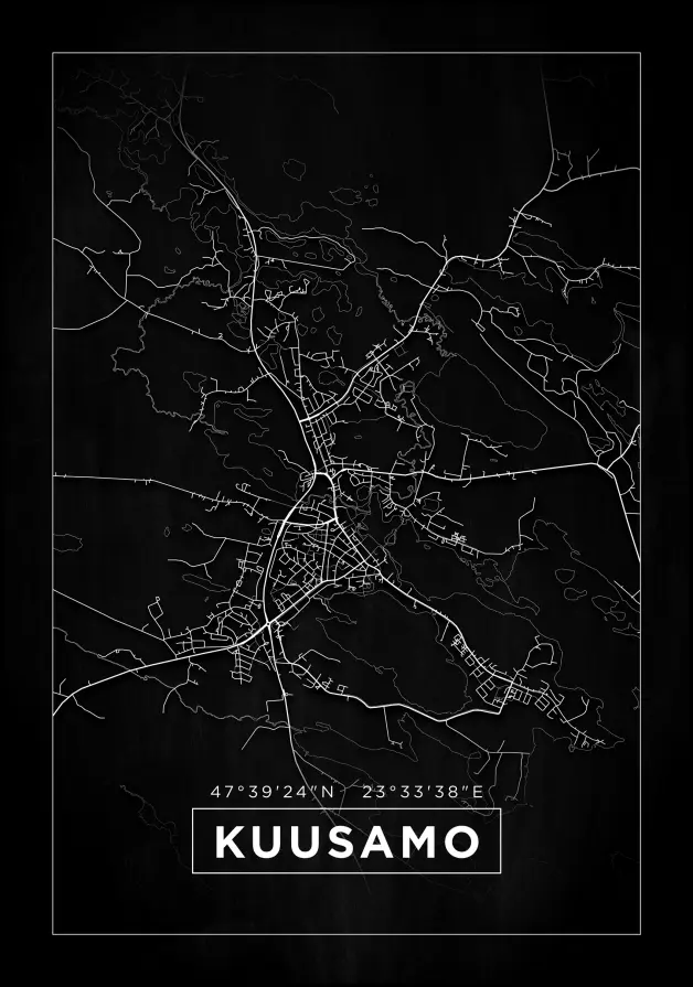 Karta - Kuusamo - Svart Poster