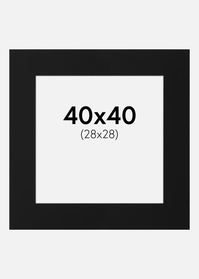 Passepartout Svart Standard (Vit Kärna) 40x40 cm (28x28)