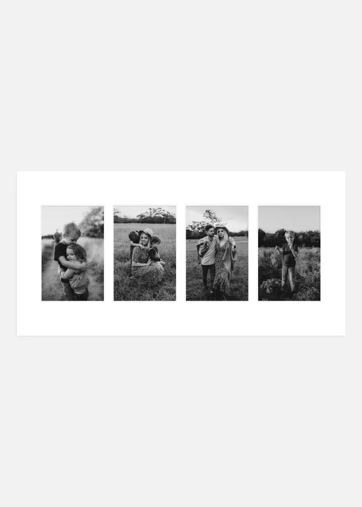 Passepartout Vit 50x100 cm - Collage 4 Bilder (19x29 cm)